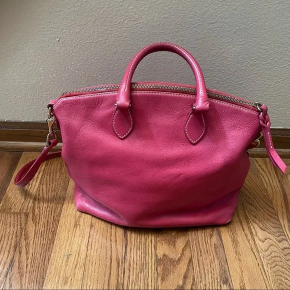 Dooney & Bourke Dillan double pocket satchel in dark pink - Picture 2 of 16